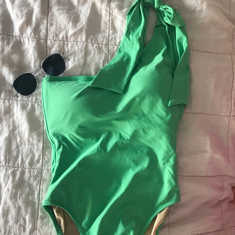 NWT J.Crew Bow-tie one-shoulder one piece swim